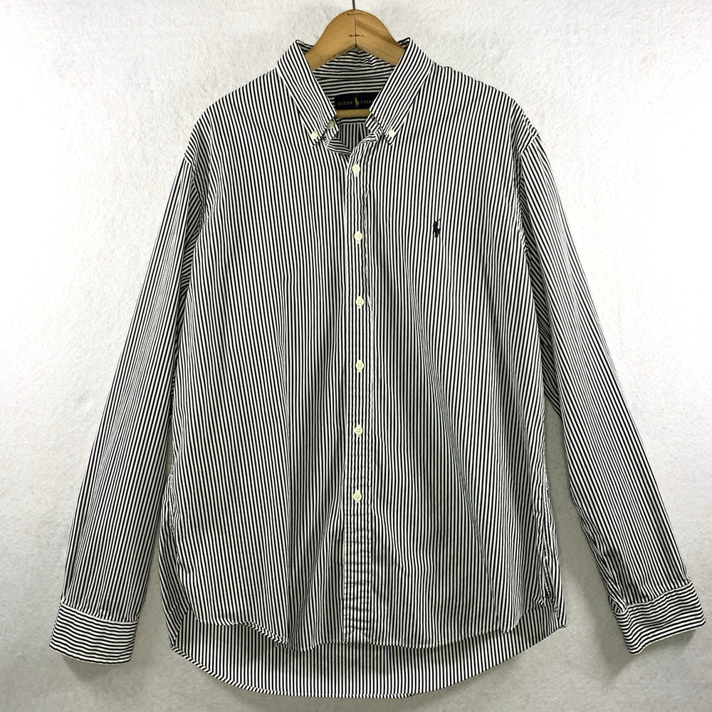 Ralph Lauren Mens Classic Striped Button Shirt Sz XL Coastal Preppy Old Money